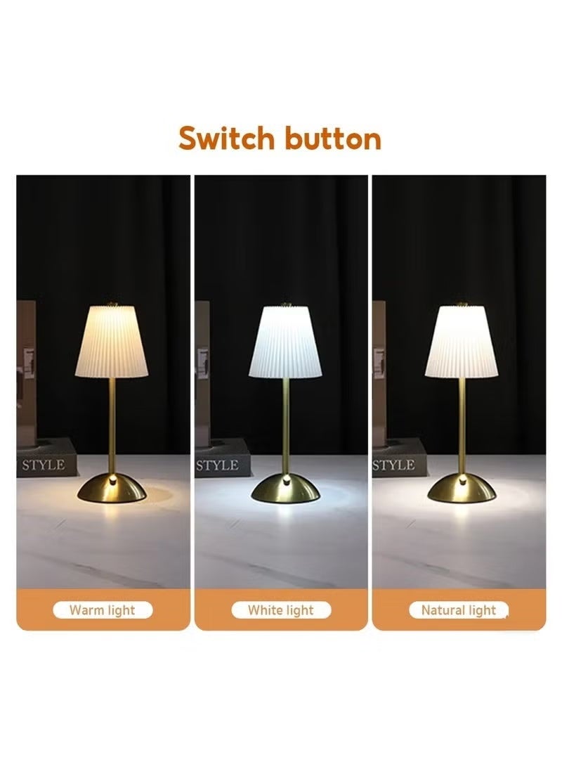 Portable Cordless Table Lamp, Fabric Shade Desk Lamps, 3000mAh Rechargeable Battery Operated Light, 3Color Dimmable Touch Lamp for Dining Room, Living Room, Bedroom, Bedside - Image 5